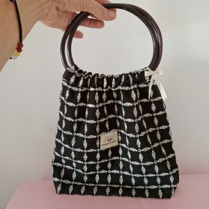 Bolso con asas de bambu "Aura" Ebano