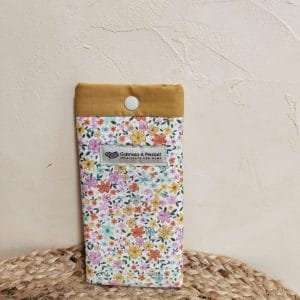 Funda de Gafas Tela " Lia" flores - Ocre