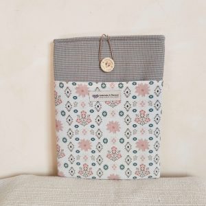 Funda Libro de tela con bolsillo "Tilda" natura - Mint, Pequeño