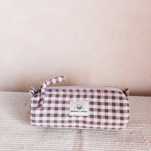 Estuche Cilindrico  tela" Anaid" - Vichy seersucker rose