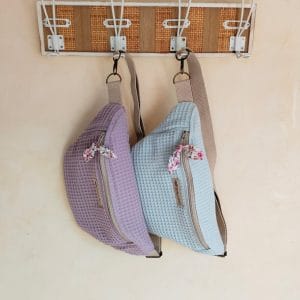 Riñonera mediana de tela waffle malva&nube Mira