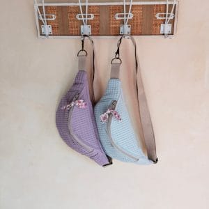 Riñonera pequeña de tela waffle malva&nube Meissa